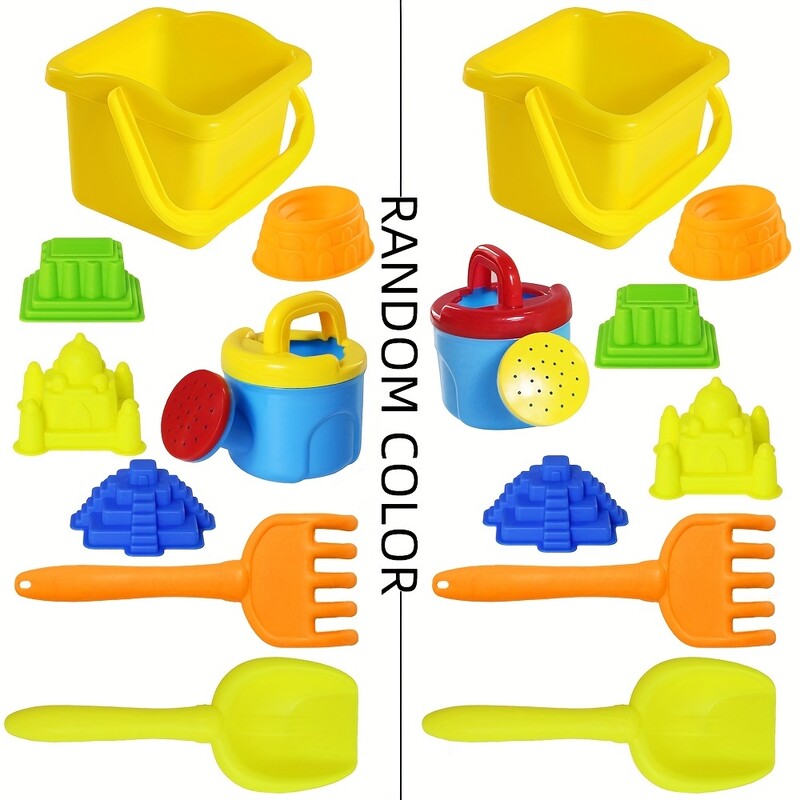 Jucării de plajă pentru copii 8 seturi de jucării de plajă, inclusiv găleți pentru nisip, greble, lopeți, 4 forme de nisip și sticle de apă - pentru copii