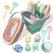 Igračke za plažu za djecu Set igračaka za pijesak za malu djecu Pješčanik Igračke sa sklopivom kantom Lopata Set grabljica Kalupi za pijesak Ljeto na otvorenom