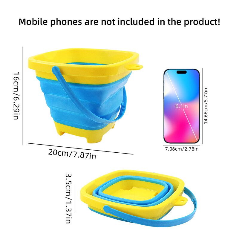 Sklopiva silikonska kanta Igračke za plažu Ljeto Igranje pijeska Igračke na otvorenom Dječja prijenosna sklopiva kanta za pješčanik za djecu