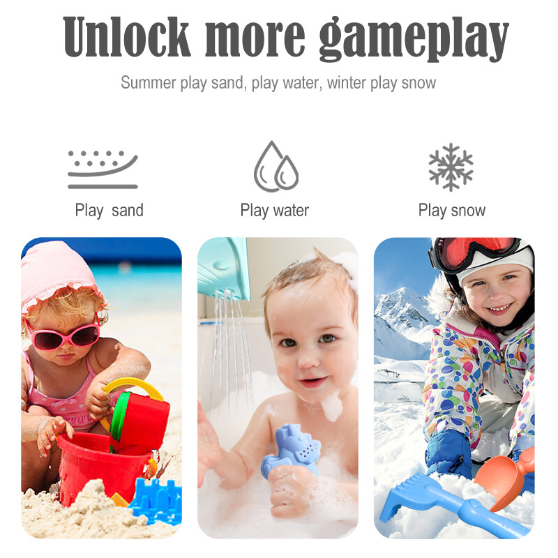 Dječje igračke za plažu, igra s pijeskom, kopanje pješčanog sata, igra s vodom, lopatice, kante i kotlići, od 1-6 godina