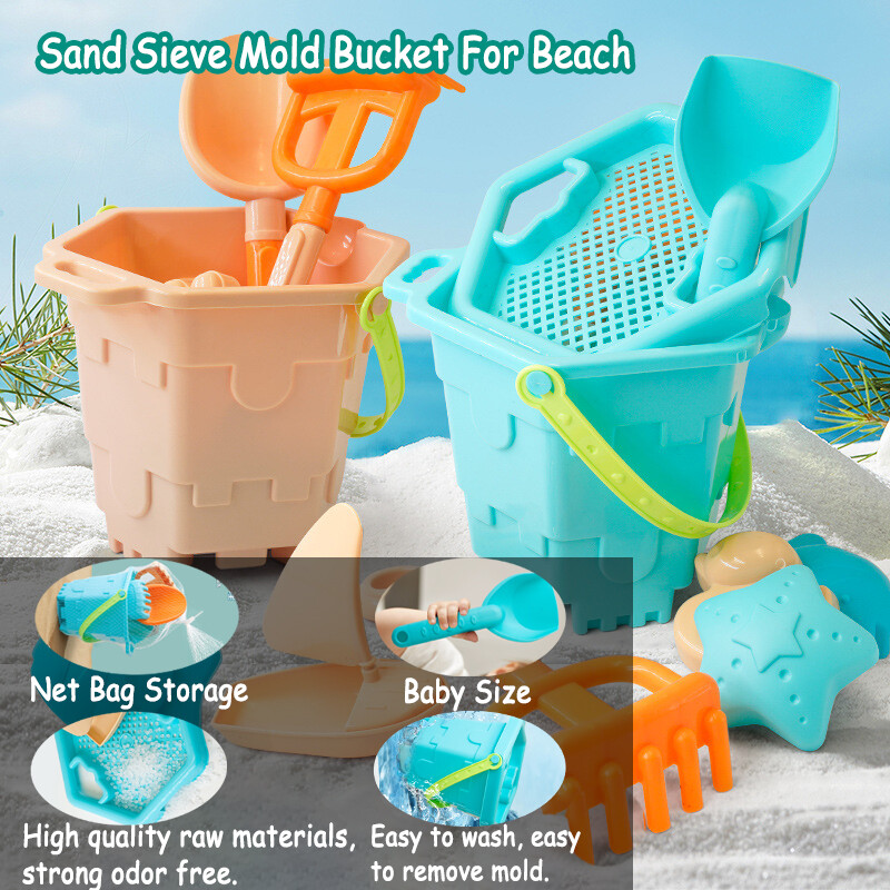 Igračke za plažu za djecu Dvorac Kanta za pijesak Kopanje pijeska Lopata Igračka Set za pješčanik Set za igranje pijeskom Molde Alati Igre na plaži na otvorenom za djecu