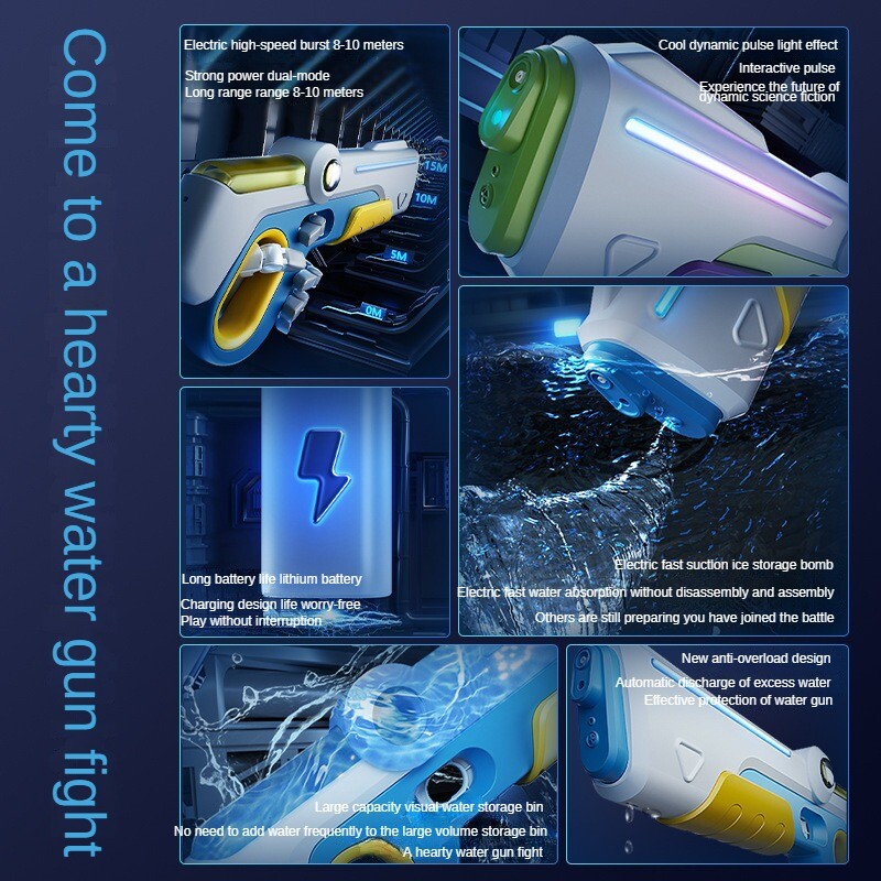 Dječji električni pulsni vodeni pištolj Igračke Ljetni vanjski bazen Vrtne igre Visokotlačni automatski upijajući vodeni pištolj za djecu
