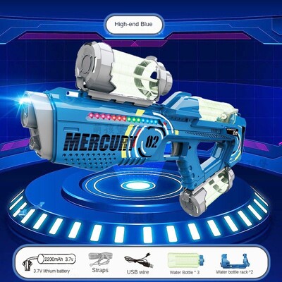 Ljetni, potpuno automatski električni vodeni pištolj sa svjetlom, punjiva i kontinuirana paljba, igra za zabavu, dječja igračka za prskanje u svemir, poklon za dječaka