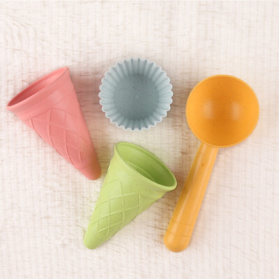 4-dijelni set plavi cakeembryo Play House Toy Beach Ice Cream Tube Digging Spoon cakes embryo Set Plastic Ice Cream Cup Igračka za plažu