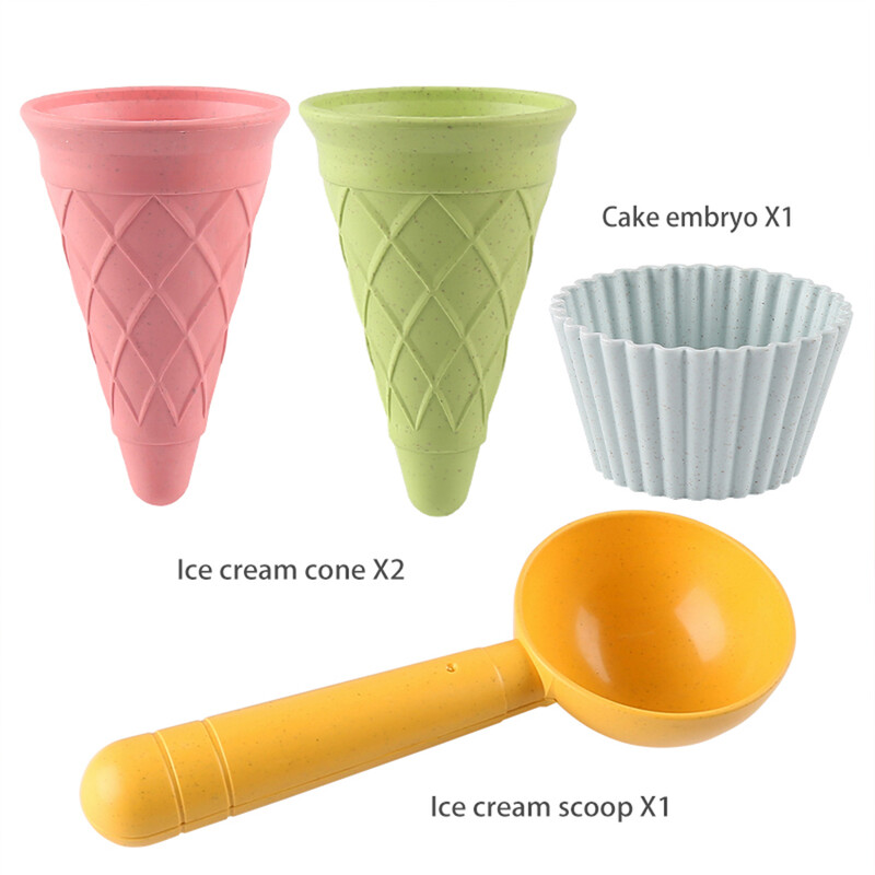 4-dijelni set plavi cakeembryo Play House Toy Beach Ice Cream Tube Digging Spoon cakes embryo Set Plastic Ice Cream Cup Igračka za plažu