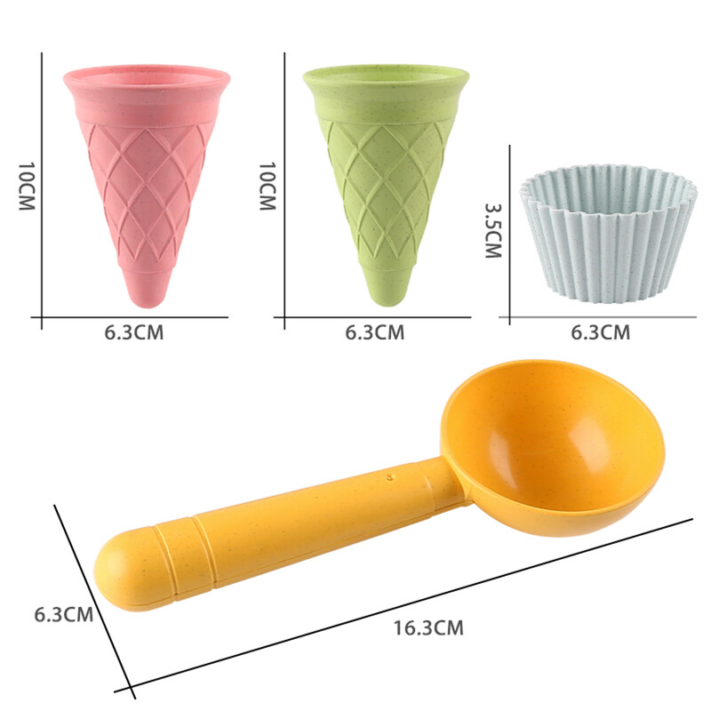 4-dijelni set plavi cakeembryo Play House Toy Beach Ice Cream Tube Digging Spoon cakes embryo Set Plastic Ice Cream Cup Igračka za plažu