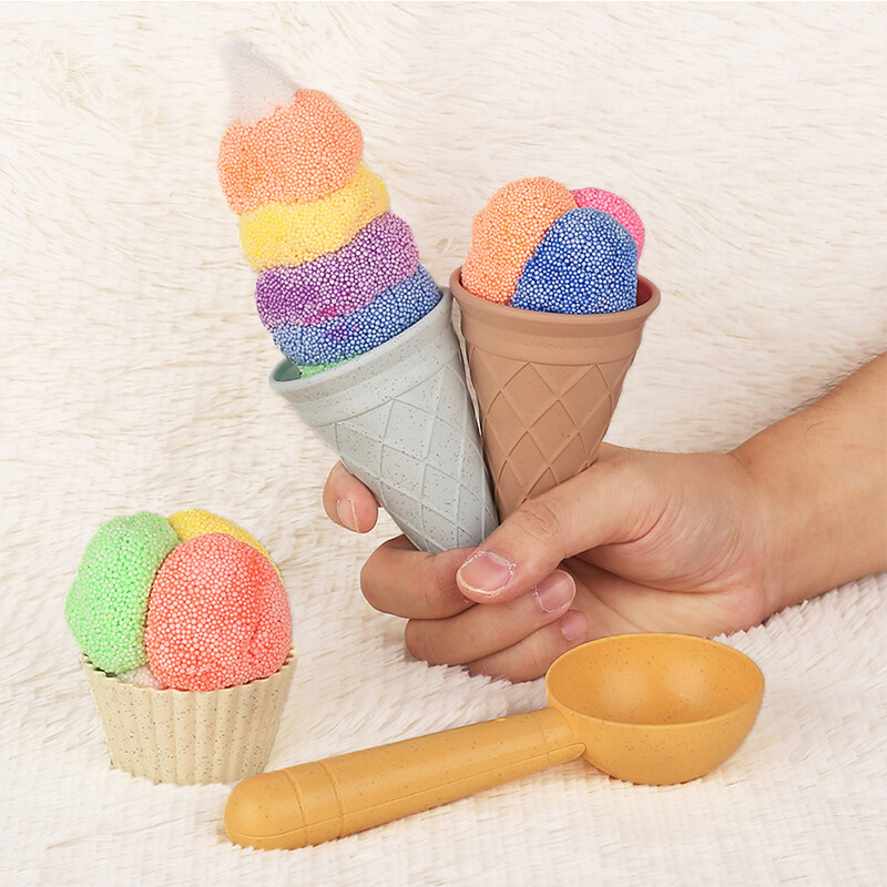 4-dijelni set plavi cakeembryo Play House Toy Beach Ice Cream Tube Digging Spoon cakes embryo Set Plastic Ice Cream Cup Igračka za plažu