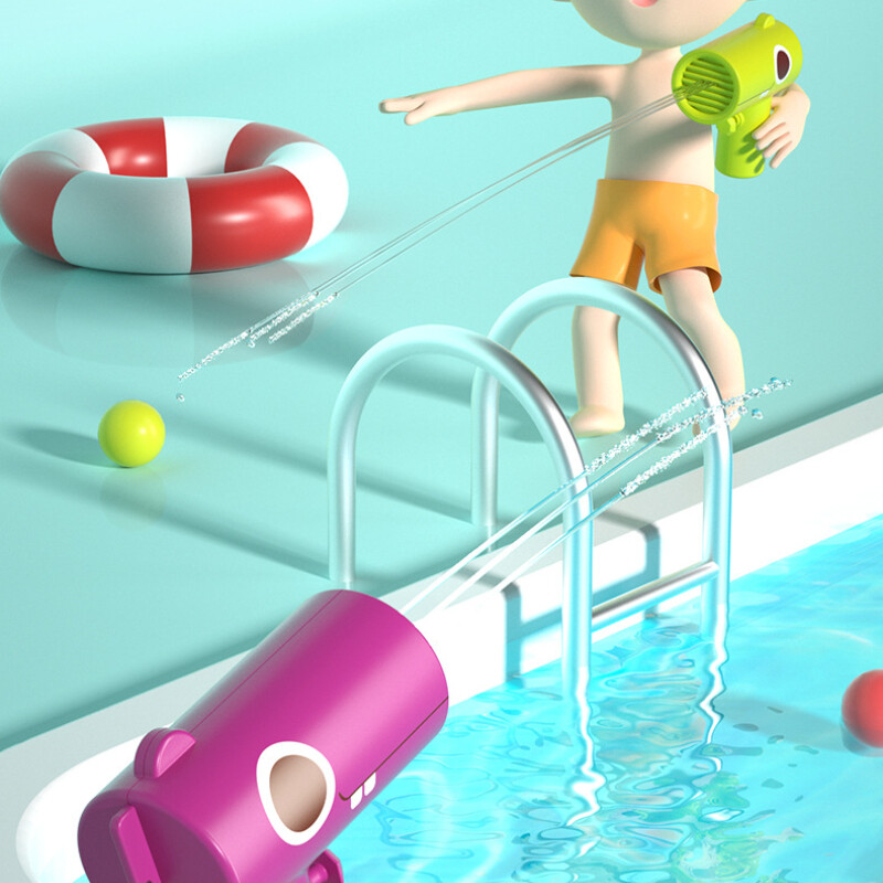 Vasaros baseinas, vandens mūšis, vandens pistoletas, žaislas dreifuojantis paplūdimyje, vanduo