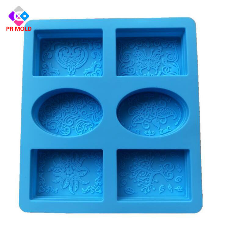 6 uzastopnih pravokutnih ovalnih ručno rađenih silikonskih kalupa za sapun Novi model kalupa za sapun Hladnim postupkom 