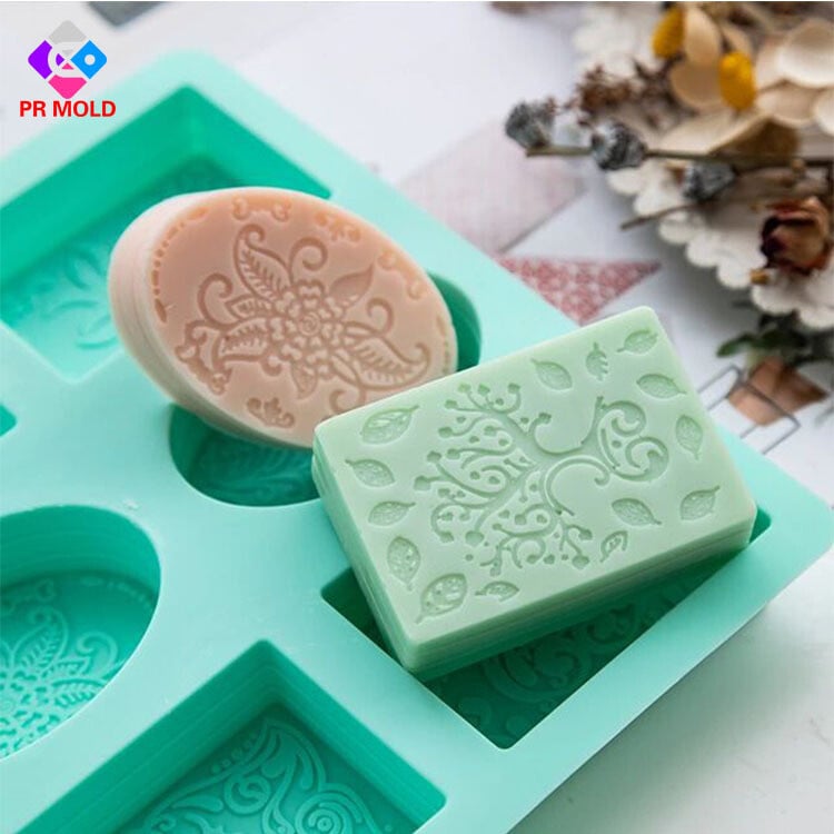 6 uzastopnih pravokutnih ovalnih ručno rađenih silikonskih kalupa za sapun Novi model kalupa za sapun Hladnim postupkom 