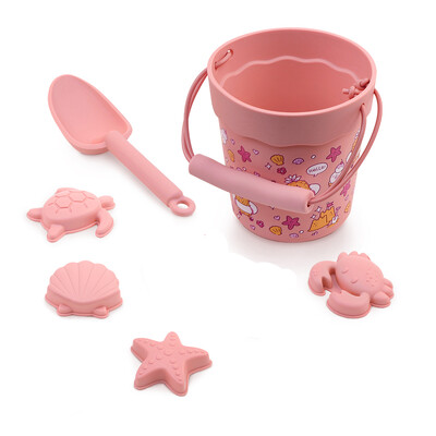 Dječji set silikonskih igračaka za plažu na otvorenom, lopata za kopanje pijeska na plaži, alat za kupanje bebe i igranje u vodi, prijenosna kanta