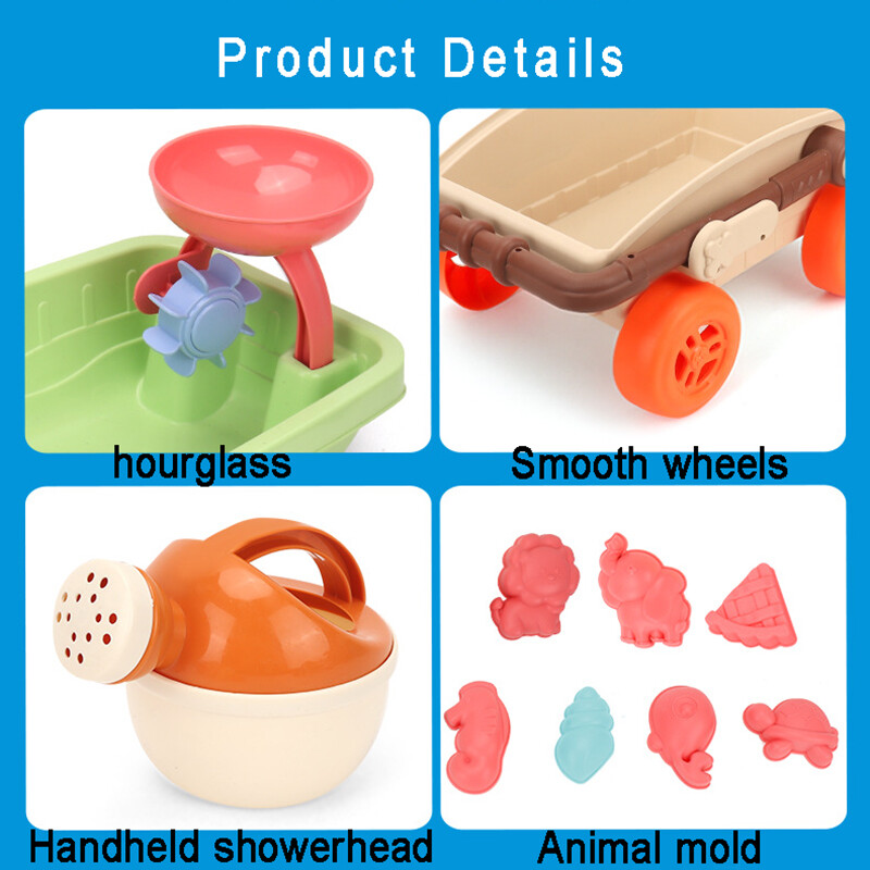 Cărucior pentru copii Joacă cu nisip Jucărie de plajă Cutie cu nisip Lopată Forme pentru animale Accesorii pentru plajă Jucării Vară în aer liber Litoral Joacă Nisip Joc cu apă