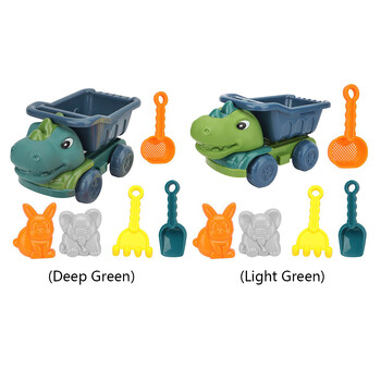 6 τεμ Dinosaur Summer Beach Toys with Dump Truck Animal Sand Molds Shovel and Rake Sand Toys Sandbox Παιχνίδια για παιδιά νήπια