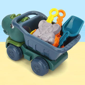 6 τεμ Dinosaur Summer Beach Toys with Dump Truck Animal Sand Molds Shovel and Rake Sand Toys Sandbox Παιχνίδια για παιδιά νήπια