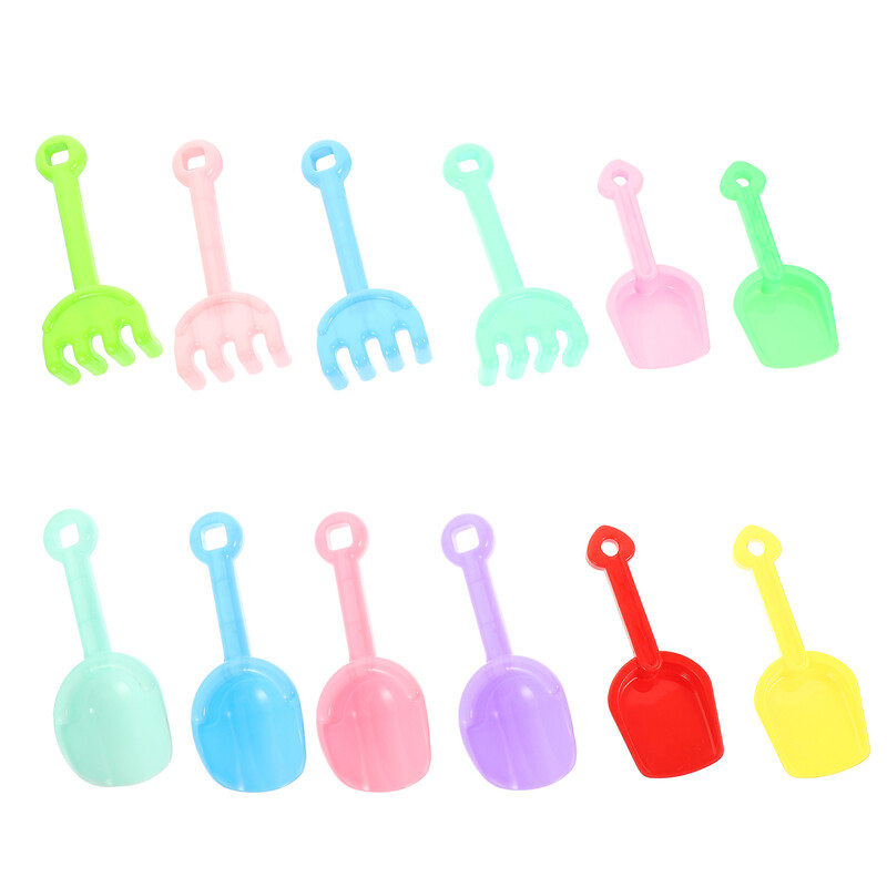 12 bucăți jucării de plajă pentru copii, săpat cu nisip, lopeți pentru piscină pentru zăpadă pentru copii din plastic