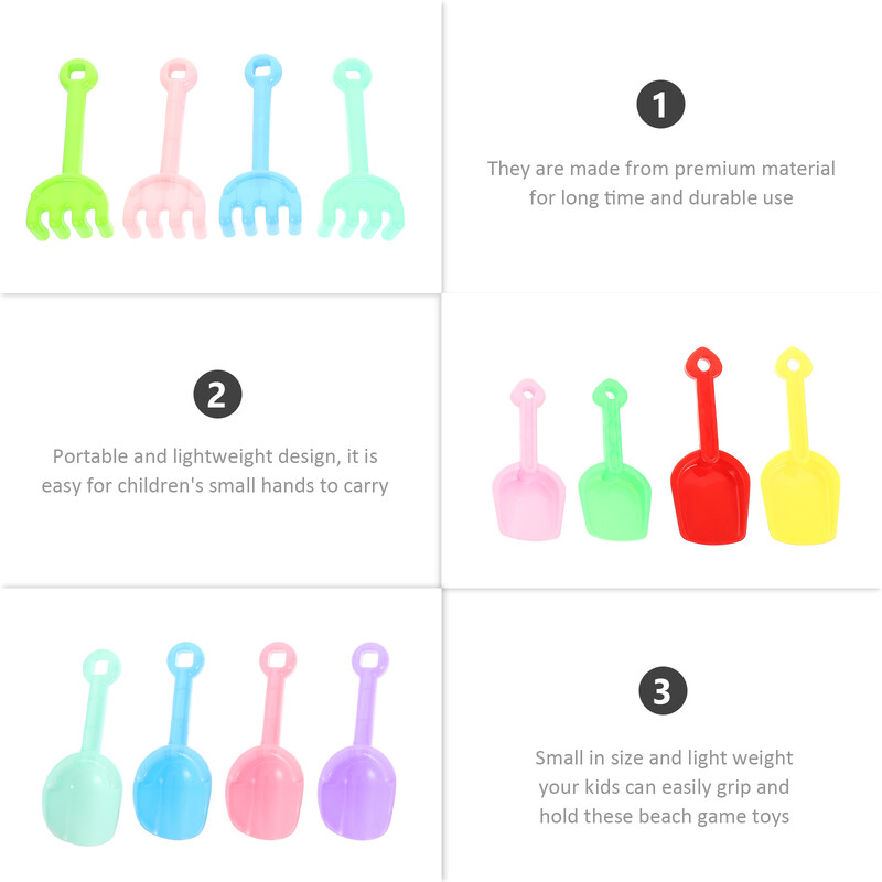 12 bucăți jucării de plajă pentru copii, săpat cu nisip, lopeți pentru piscină pentru zăpadă pentru copii din plastic