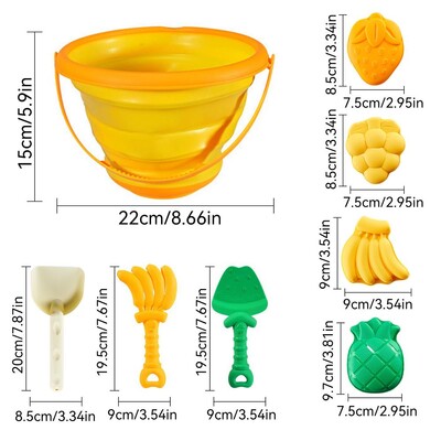 8 komada Igračke za plažu za djecu Zabavna lopata Plijesan za voće Plijesan za plažu Putovanje Igračke za pijesak za odlaganje na plaži Alat za kopanje pijeska Sklopivi set kanti