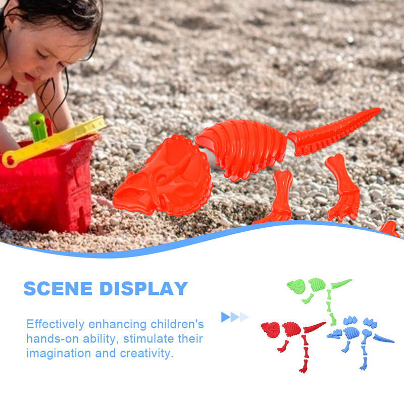 3 vnt. dinozaurų formų smėlio formelės vaikams, plastikiniai paplūdimio žaislai, žaislai vaikams