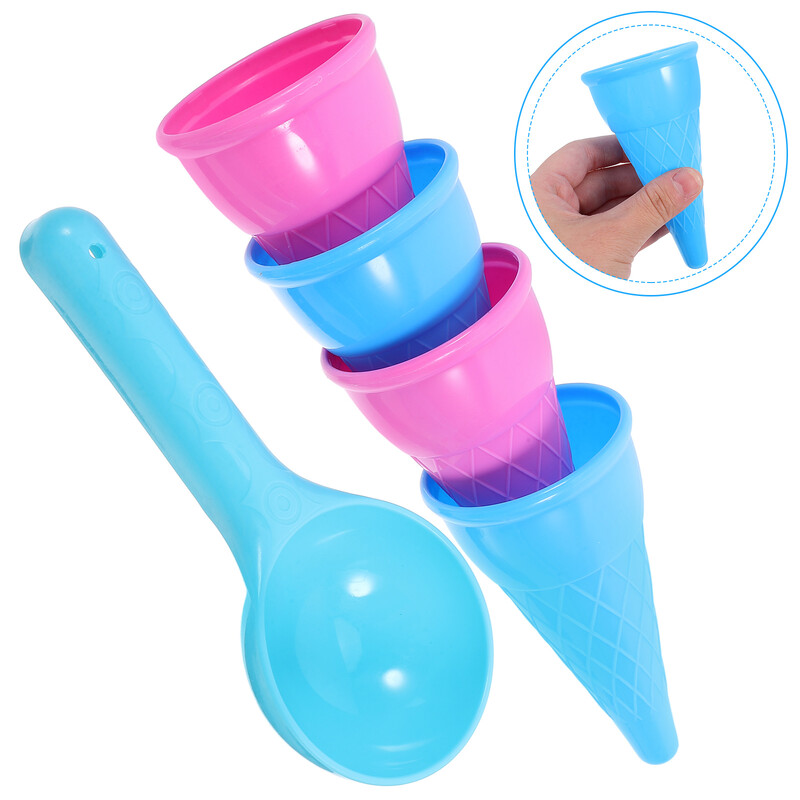 5 bucăți jucării de plajă ceașcă de plastic pentru copii cu înghețată copii nisip care se joacă cu litoralul