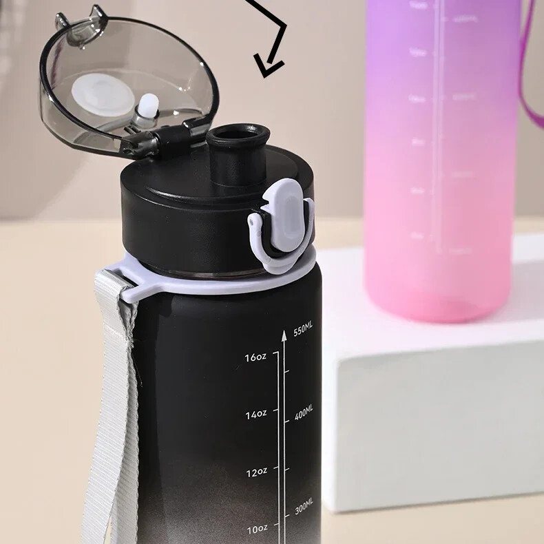 16oz gradientová farebná plastová fľaša na vodu pre vonkajšie použitie, 550ml športová fľaša na vodu, prenosná fľaša na vodu Space Cup na leto
