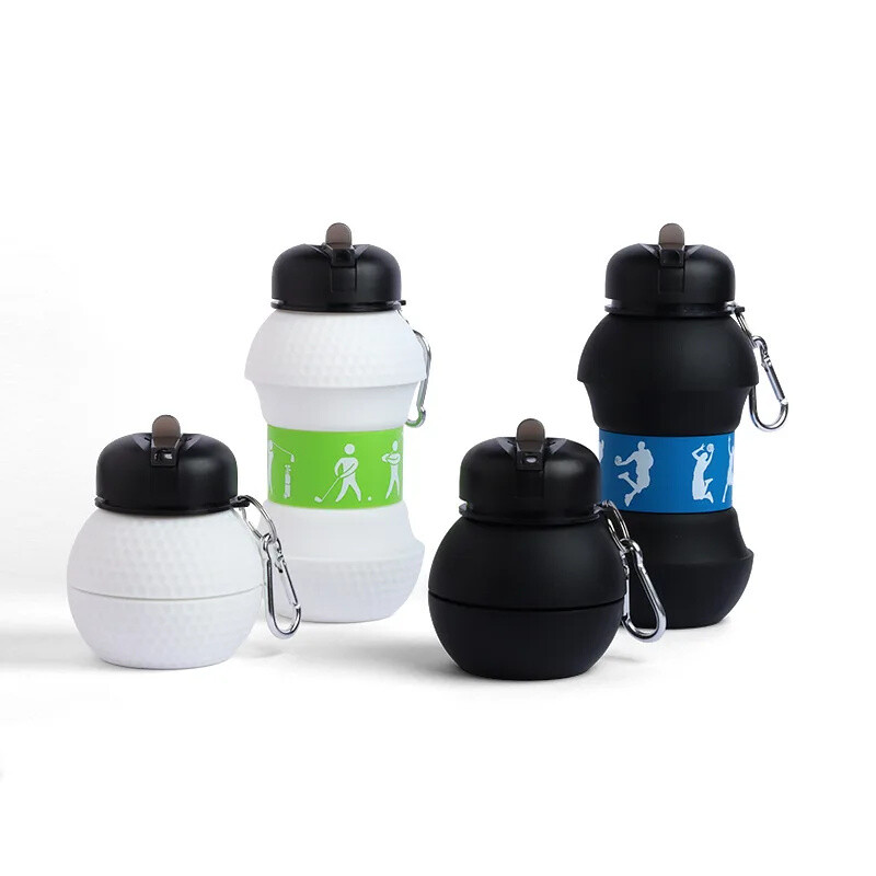 Összehajtható vizespalackpoharak kültéri sportokhoz, gömb alakú szivárgásmentes hordozható gyerekeknek, gömb alakú, golyós vízes pohár