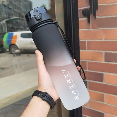 Sticla de apă pentru sport de capacitate mare de 1 litru, ceașcă de plastic colorată, rezistentă la scurgeri, pentru călătorii în aer liber, ulcioare portabile pentru fitness