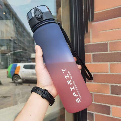 Sticla de apă pentru sport de capacitate mare de 1 litru, ceașcă de plastic colorată, rezistentă la scurgeri, pentru călătorii în aer liber, ulcioare portabile pentru fitness