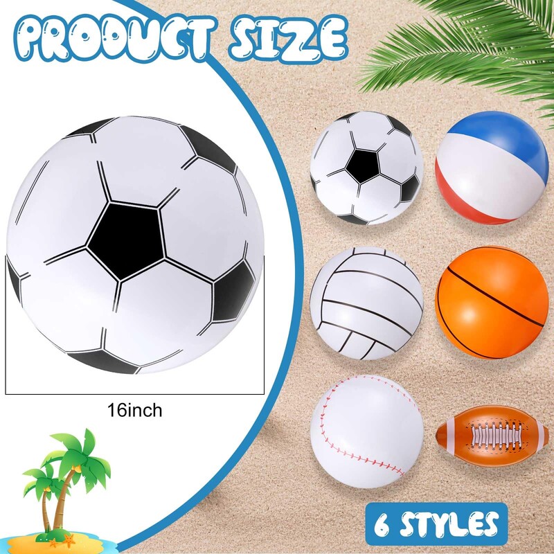 Nafukovacia plážová lopta, futbal, baseball, volejbal, softbal, trblietavá plážová lopta na letnú pláž, bazén, párty, obľúbená