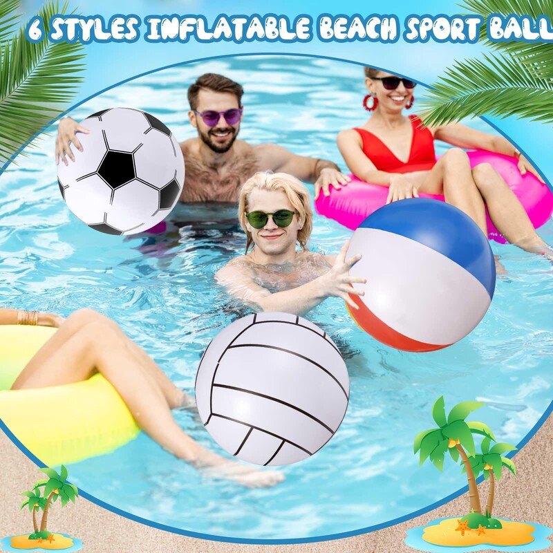 Nafukovacia plážová lopta, futbal, baseball, volejbal, softbal, trblietavá plážová lopta na letnú pláž, bazén, párty, obľúbená