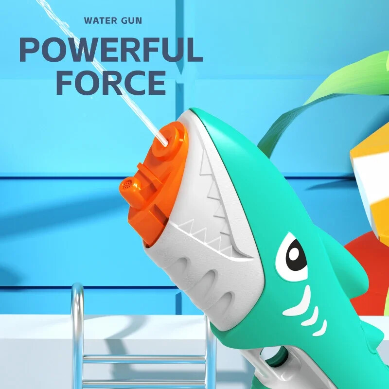 Vasaros vaikų vandens pistoletas, automatinis didelės talpos elektrinis žaislas animacinis filmukas ryklys lauko paplūdimio baseino kovų vakarėlis vandens žaislas vaikui