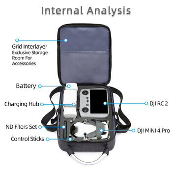 Protable Carrying Case Mini 4 Drone Battery Storage bag Τσάντα τηλεχειριστηρίου αντικραδασμική για αξεσουάρ DJI Mini 4 Pro