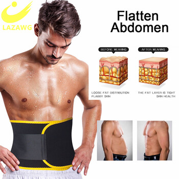 LAZAWG Men Waist Trainer Trimmer Sauna Sweat Belt Belly Corsets Control Sport Burner Workout Weight Loss Slimming Body Shaper