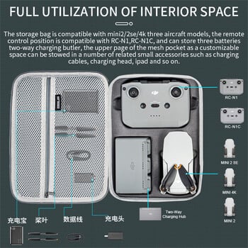 Τσάντα ώμου για DJI Mini4k/Mini 2 SE/Mini 2 Drone Αντικραδασμική θήκη μεταφοράς Τσάντα αποθήκευσης Αξεσουάρ κάμερας Drones