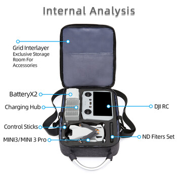 Преносима чанта за носене Mini 3 Drone Battery Battery Чанта за съхранение на дистанционно управление Удароустойчива чанта за DJI Mini 3 Pro Аксесоари