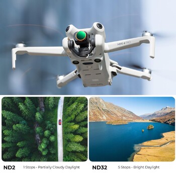 K&F Concept Variable ND2-32 (1-5 Stops) Филтър за обектив за DJI Mini 4 Pro с едностранен водоустойчив антирефлексен зелен филм