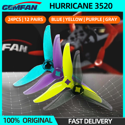 12 pár Gemfan Hurricane 3520 3,5 hüvelykes PC 3 lapátos propeller RC FPV Racing freestyle drón csere barkács alkatrészekhez