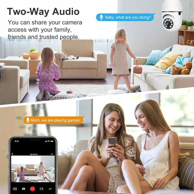 2/3/5MP Wifi E27 Žarulja Nadzorna kamera Bežični noćni vid HD Automatsko praćenje ljudi Sigurnost Baby Monitor 4X Zoom