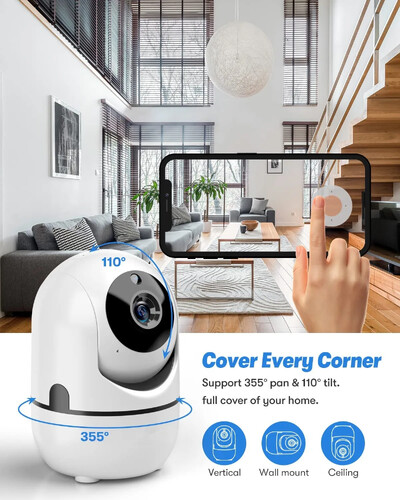 1080P bezvadu IP kamera Wifi 360 videonovērošanas kamera Mini mājdzīvnieku videonovērošanas kamera ar Wi-Fi Baby Monitor 2MP Smart Home