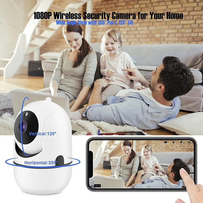 1080P traadita IP-kaamera Wifi 360 CCTV kaamera Mini lemmiklooma videovalve kaamera WiFi-ga beebimonitoriga 2MP nutikas kodu