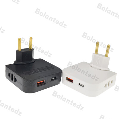 EU Extension Chargers Adapter 4 σε 1 περιστρεφόμενη υποδοχή μετατροπέας 180 μοιρών για κινητά τηλέφωνα Υποδοχή φόρτισης με usb και τύπου c