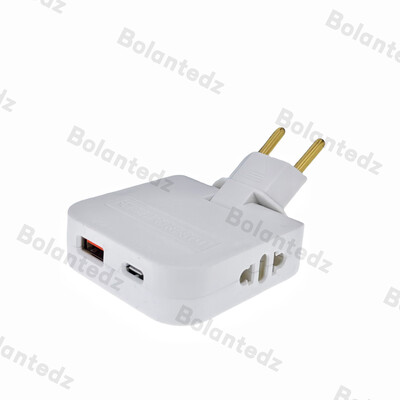 EU Extension Chargers Adapter 4 σε 1 περιστρεφόμενη υποδοχή μετατροπέας 180 μοιρών για κινητά τηλέφωνα Υποδοχή φόρτισης με usb και τύπου c