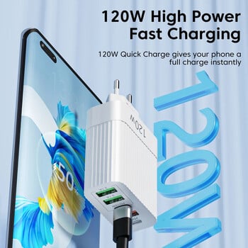 Xiaomi 120W Super Fast Charger Head Ultra Charger 5port 3 Usb 2 Type C 10A Charger Quick High Speed Charger for Xiaomi Samsung