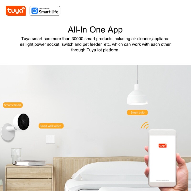 Tuya Smart 1080p Wi-Fi Smart Home Security Camera 2MP, HD, Ειδοποιήσεις APP σε πραγματικό χρόνο, ήχος 2 κατευθύνσεων, με παρακολούθηση κίνησης για μωρά και κατοικίδια