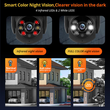 KERUI 5MP 8MP 4K PTZ WiFi IP Ασύρματη κάμερα Tuya Smart Outdoor Home Security Διπλός φακός 10MP Κάμερα 5K CCTV επιτήρηση βίντεο