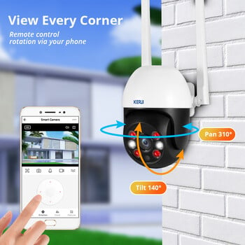 KERUI 5MP 8MP 4K PTZ WiFi IP Ασύρματη κάμερα Tuya Smart Outdoor Home Security Διπλός φακός 10MP Κάμερα 5K CCTV επιτήρηση βίντεο