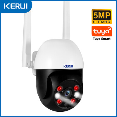 KERUI 5MP 8MP 4K PTZ WiFi IP bezvadu kamera Tuya Smart Outdoor Home Security Dual Lens 10MP 5K kamera CCTV videonovērošana