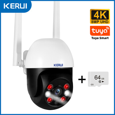 KERUI 5MP 8MP 4K PTZ WiFi IP bezvadu kamera Tuya Smart Outdoor Home Security Dual Lens 10MP 5K kamera CCTV videonovērošana