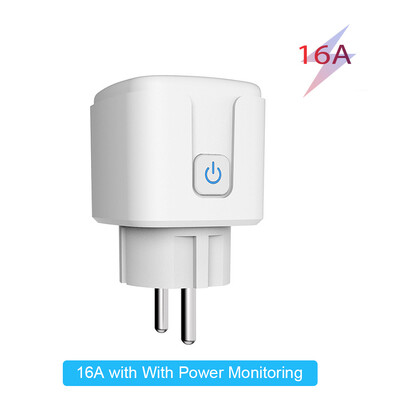 Tuya 16A, 20A Smart Plug WiFi Socket EU Power Monitoring Timing Function Работи с Alexa, Google Home, Alice, Smart Life Home