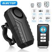 ELECTOP Велосипедна аларма 113dB против кражба Безжично вибрационно дистанционно управление Велосипед Мотоциклетни аларми Защита на дома на открито