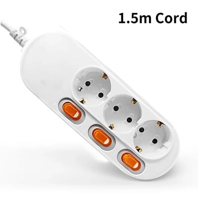 Melery Power Strip Protecție la supratensiune Prize UE Prize Prelungire electrică Priză 16A Întrerupătoare de control independente 1,5/2m cablu